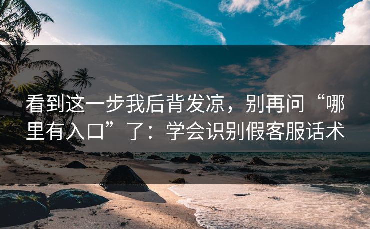 看到这一步我后背发凉，别再问“哪里有入口”了：学会识别假客服话术