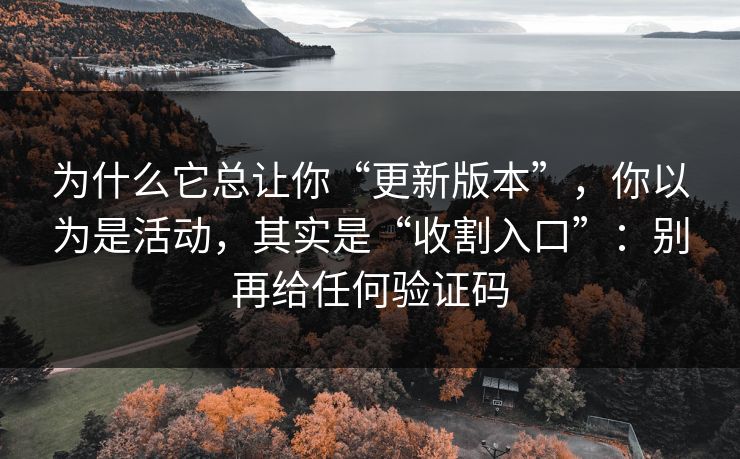 为什么它总让你“更新版本”，你以为是活动，其实是“收割入口”：别再给任何验证码