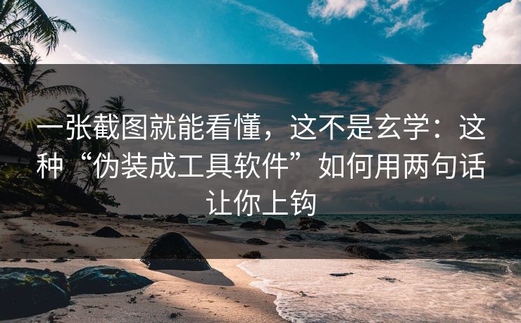一张截图就能看懂，这不是玄学：这种“伪装成工具软件”如何用两句话让你上钩