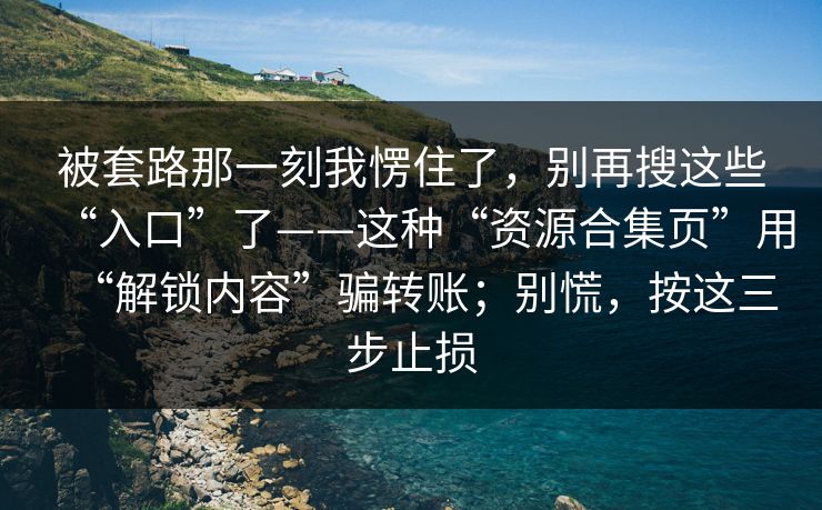 被套路那一刻我愣住了，别再搜这些“入口”了——这种“资源合集页”用“解锁内容”骗转账；别慌，按这三步止损