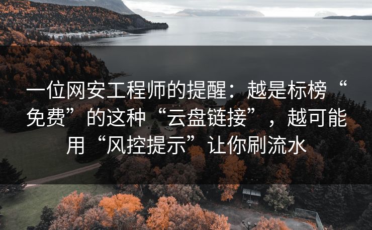 一位网安工程师的提醒：越是标榜“免费”的这种“云盘链接”，越可能用“风控提示”让你刷流水
