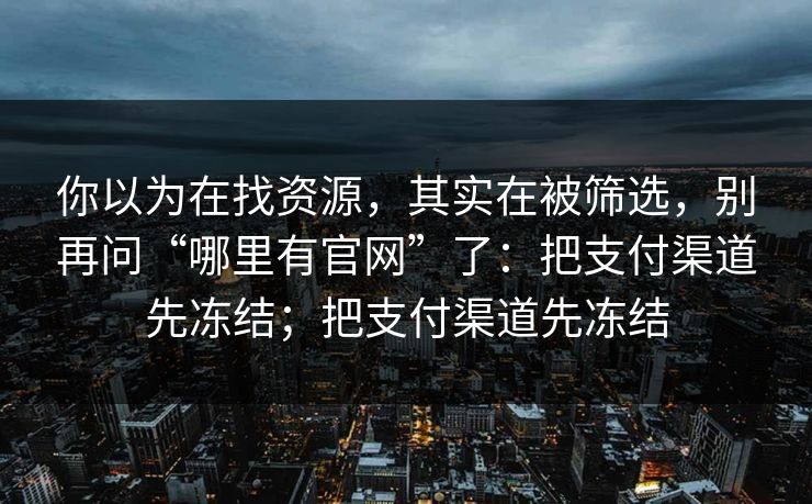 你以为在找资源，其实在被筛选，别再问“哪里有官网”了：把支付渠道先冻结；把支付渠道先冻结