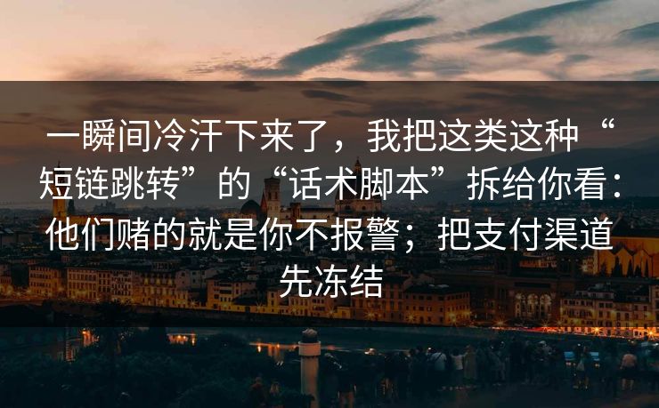一瞬间冷汗下来了，我把这类这种“短链跳转”的“话术脚本”拆给你看：他们赌的就是你不报警；把支付渠道先冻结