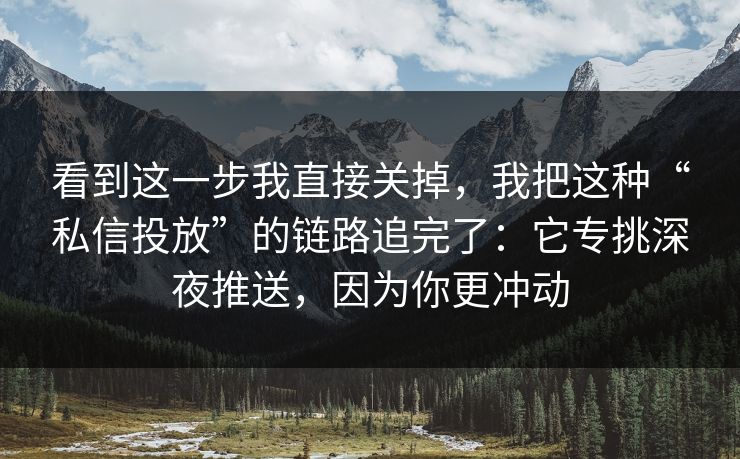看到这一步我直接关掉，我把这种“私信投放”的链路追完了：它专挑深夜推送，因为你更冲动