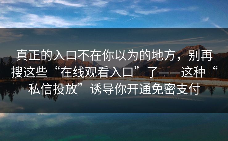 真正的入口不在你以为的地方，别再搜这些“在线观看入口”了——这种“私信投放”诱导你开通免密支付