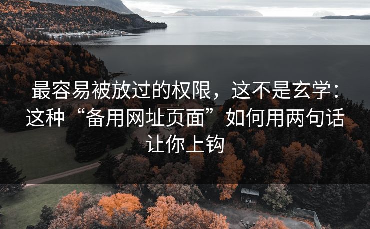 最容易被放过的权限，这不是玄学：这种“备用网址页面”如何用两句话让你上钩