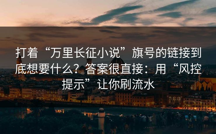打着“万里长征小说”旗号的链接到底想要什么？答案很直接：用“风控提示”让你刷流水