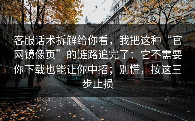客服话术拆解给你看，我把这种“官网镜像页”的链路追完了：它不需要你下载也能让你中招；别慌，按这三步止损
