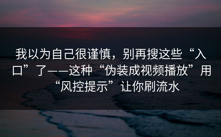 我以为自己很谨慎，别再搜这些“入口”了——这种“伪装成视频播放”用“风控提示”让你刷流水