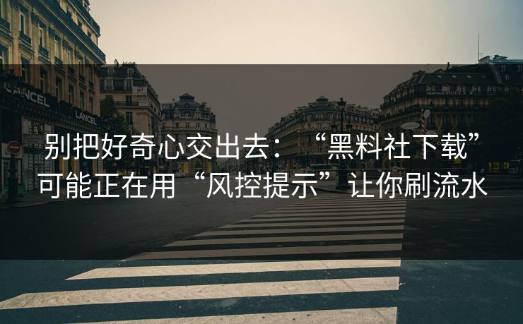 别把好奇心交出去：“黑料社下载”可能正在用“风控提示”让你刷流水