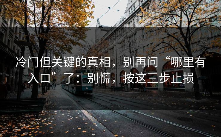 冷门但关键的真相，别再问“哪里有入口”了：别慌，按这三步止损
