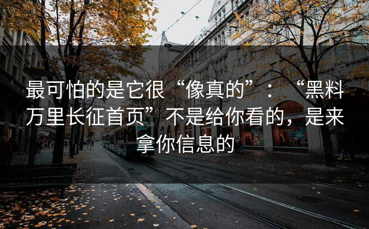 最可怕的是它很“像真的”：“黑料万里长征首页”不是给你看的，是来拿你信息的