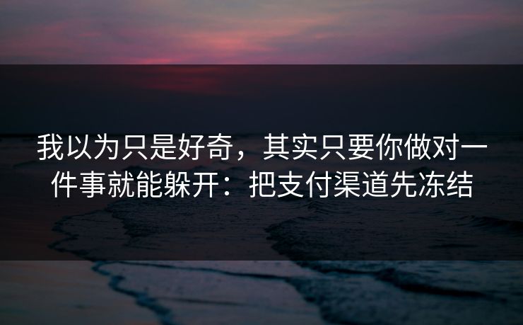 我以为只是好奇，其实只要你做对一件事就能躲开：把支付渠道先冻结
